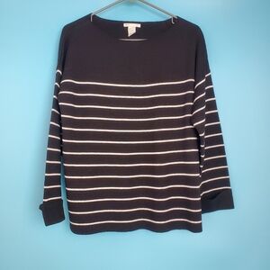 H&M Basic Size Small Black with White Knit Sweater